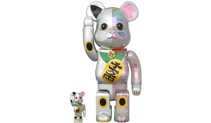 BE@RBRICK 招き猫 銀塗装×透明メッキ 千万両 100％ & 400％